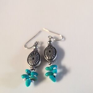 VTG Silver Tone Turquoise Earings